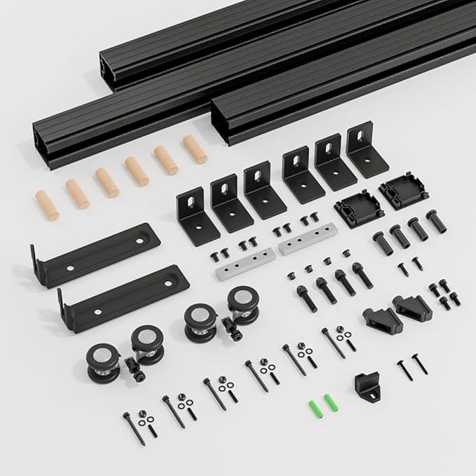 72"/6FT Box Rail Hardware Heavy Duty Sliding Barn Door Track, Aluminium Alloy Wall Mount Kit for Single Door, Smoothly and Quietly Easy to Install (No Door)