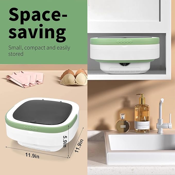 Portable Washing Machine, 16L Upgraded Mini Laundry Machine with Spin Basket, 3 Cleaning Modes Suitable for Small Clothes, Foldable Design Ideal for Home, Campain, Hotel and Apartment