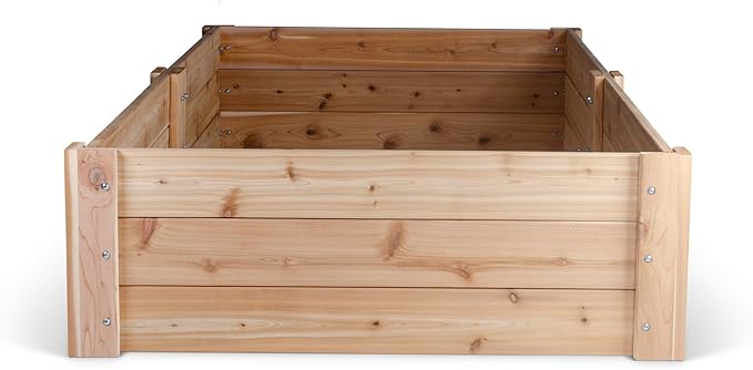 Infinite Cedar Premium Cedar Raised Garden Bed - 4' x 8' x 16.5" H - 1" Thick Wood