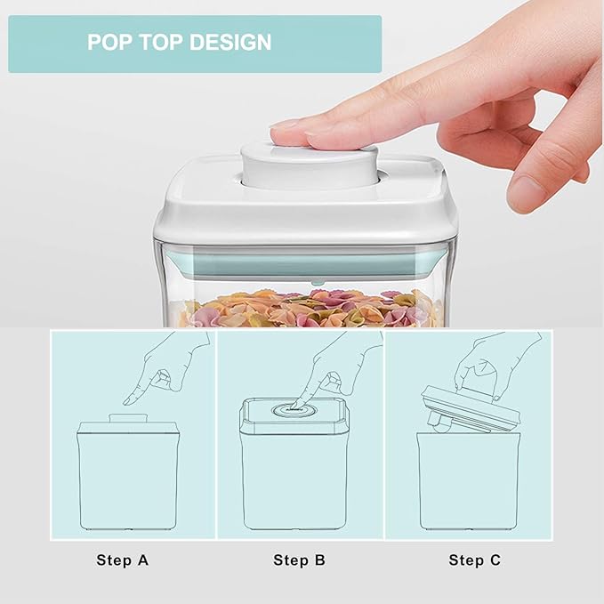 Pop Containers with Lids - Stackable Airtight Food Storage, Kitchen Pantry Storage Containers for Snacks Candy Salt Herbs Spices BPA-Free (3300ML / 3.48QT / 112OZ *3)
