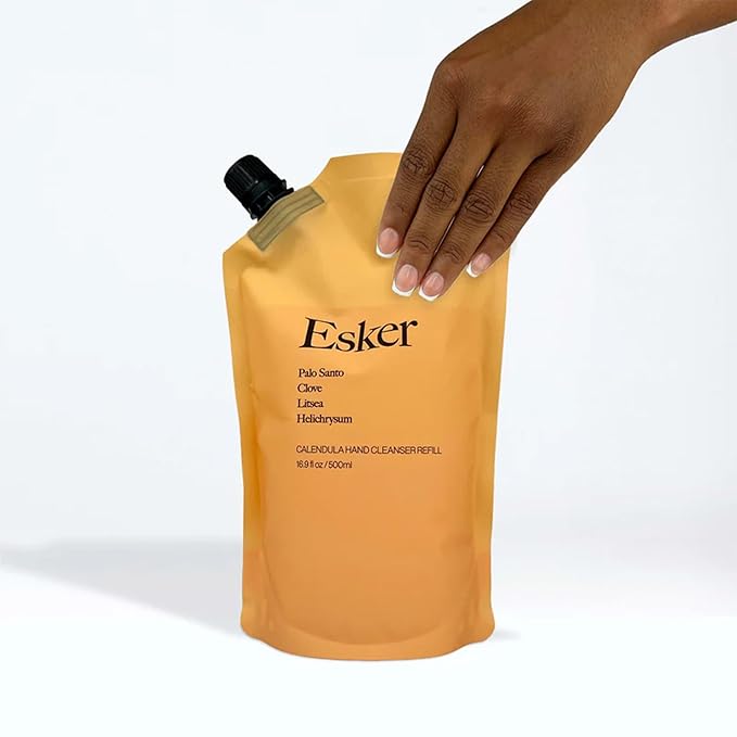 ESKER Calendula Hand Cleanser Refill Pouch – Plant-Based Hand Wash Refill with Essential Oils & Calendula – Eco-Friendly, Cruelty-Free, Sulfate-Free – 16.9 fl oz