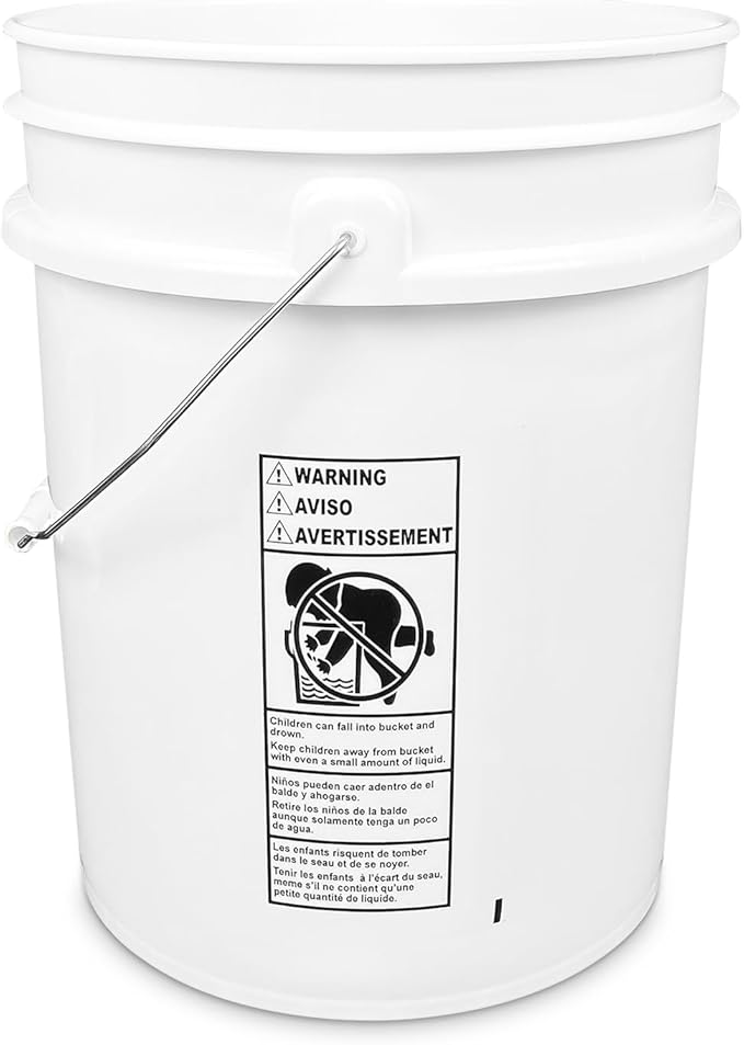 ePackageSupply White 5-Gallon Bucket with Lid | Made in USA | Food Grade | Heavy-Duty Extra Durable Plastic Bucket | Multi-Use Food Grade Buckets with Lids | Easy Stack and Store | BPA Free | 60 Pack