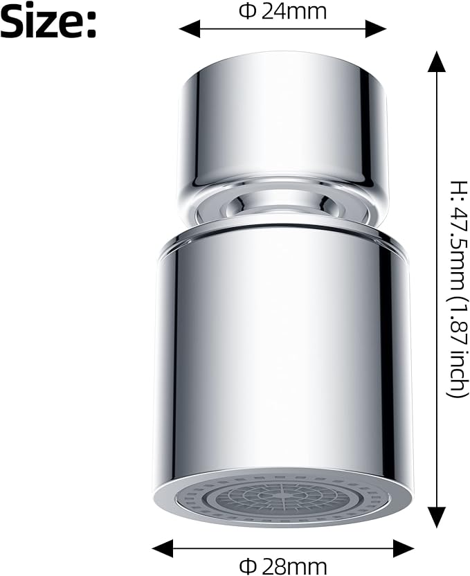 Hibbent 2 Pack NSF/ANSI/CAN 61 Certified Faucet Aerator, CUPC Certification 360 Degree Swivel Sink Aerator, Dual-function Sprayer Faucet Replacement Part, 55/64 Inch Female Thread, Chrome