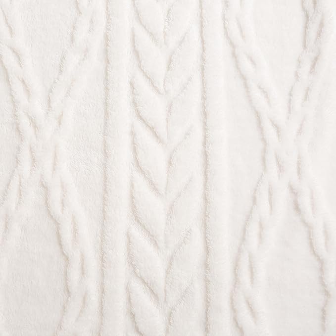 YUSOKI Sherpa Queen Size Blanket-3D Stylish Design Super Soft Fuzzy Cozy Warm Blanket Thick Plush Fluffy Furry Blankets for Teen Girls Women Couch Bed Sofa Chair Men Boys Gift(Ivory,90"x90")