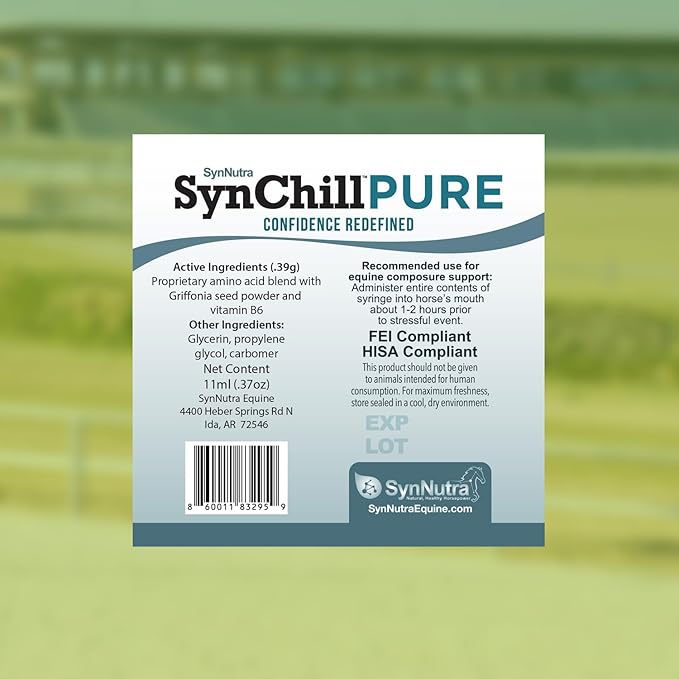 SynNutra Equine SynChill Pure 10-Pack – Non-Sedative Disposition Support for Horses – Plant-Based, L-Theanine-Free Formula for Calm, Confident Performance – 100% Natural & Competition Safe