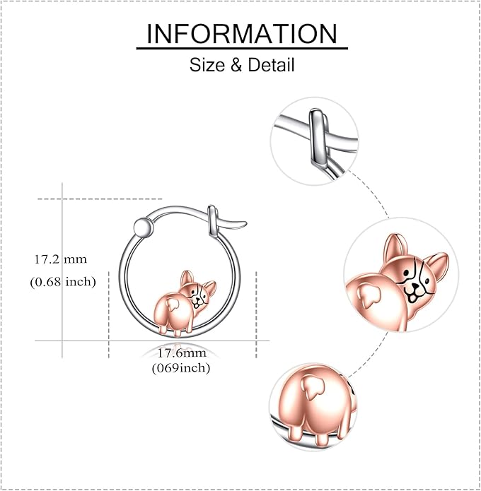 Fox/Pig/Mushroom/Cat Earrings Sterling Silver Cute Hoop Earrings Animal Jewelry Gifts for Women Daughter