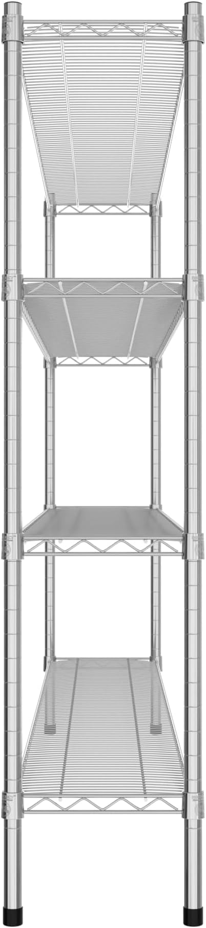 Commercial NSF Listed Chrome Stationary Wire Shelving Kit 12" x 72" x 54", with 4 Shelves Perfect for Warehouse, Walk-in Refrigerator, Freezer, Grocery Store, Restaurant, Dishroom