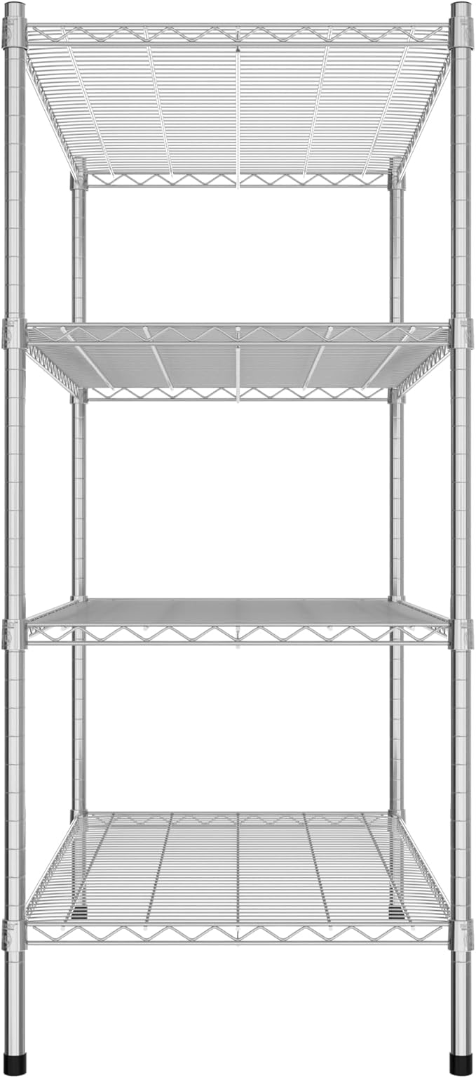 Commercial NSF Listed Chrome Stationary Wire Shelving Kit 24" x 42" x 54", with 4 Shelves Perfect for Warehouse, Walk-in Refrigerator, Freezer, Grocery Store, Restaurant, Dishroom