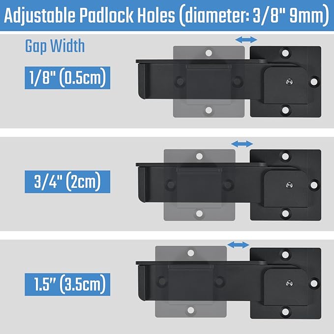7.5" Flip Gate Latch Lock with Padlock Holes 2Pack, 4mm Heavy Duty Aluminum Alloy Door Latch for Outdoor Wooden Fence, Swing and Sliding Open Gate, Double Gate, Barn Door, Shed, Vinyl Fence