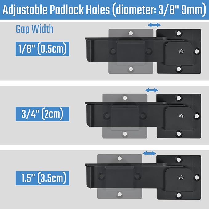 7.5" Flip Gate Latch Lock with Padlock Holes, 4mm Heavy Duty Aluminum Alloy Door Latch for Outdoor Wooden Fence, Swing and Sliding Open Gate, Double Gate, Barn Door, Shed, Vinyl Fence, Yard