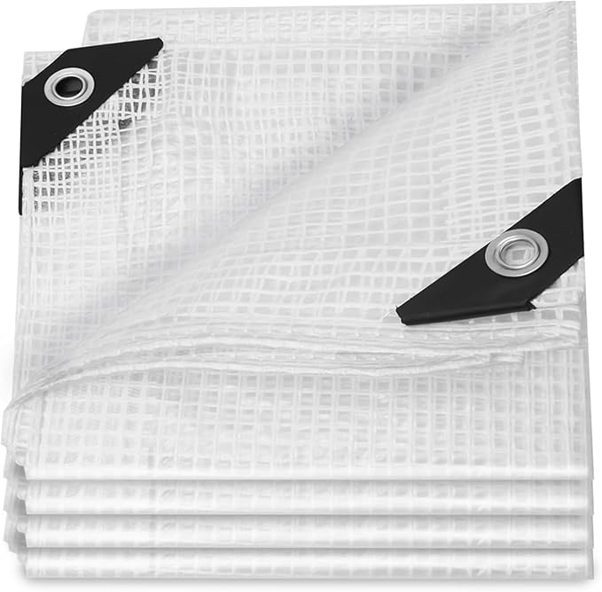 25Ft x 35Ft Clear Greenhouse Plastic Covering, 16Mil Thickness Heavy Duty Clear tarp for Chicken coop, Greenhouse Plastic sheeting with Hemmed Edges & preinstalled Grommets.