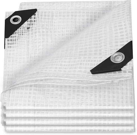 25Ft x 35Ft Clear Greenhouse Plastic Covering, 16Mil Thickness Heavy Duty Clear tarp for Chicken coop, Greenhouse Plastic sheeting with Hemmed Edges & preinstalled Grommets.