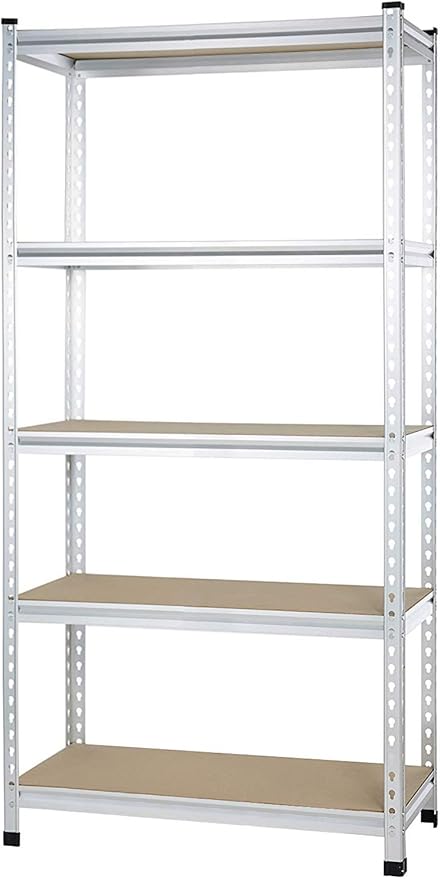 Amazon Basics Medium Duty Storage Shelving Double Post Press Board 5 Tier Shelf, Aluminum, 36 x 18 x 72