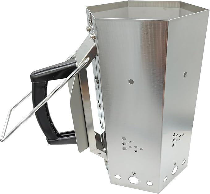 Larger Charcoal Chimney Starter with 30Pcs Fire Starter for Quickly Lighting BBQ Coals, Stainless Steel Chimney Starter Charcoal Grill Accessory with Heat Resistant Bakelite Handle