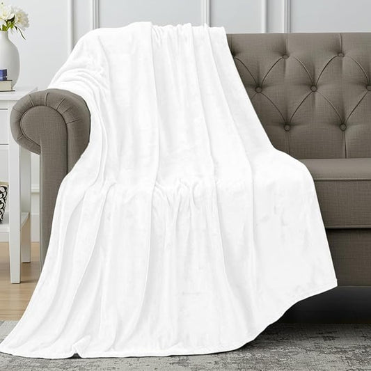Utopia Bedding Fleece Blanket Throw Size White 300GSM Luxury Anti-Static Fuzzy Soft Microfiber Blanket for Couch, Sofa and Bed (60x50 Inch)