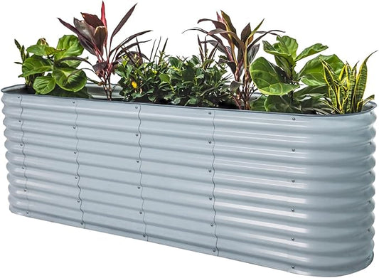 32" Extra Tall Raised Garden Bed Kits, 2 x 8 x 2.7ft Raised Planter Box Outdoor, 3.5 x 6.5 x 2.7ft Deep Root 9 in 1 Modular Metal Raised Beds for Gardening Vegetables Flowers Fruits - Sky Blue