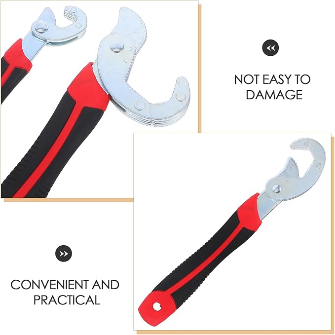 2Pcs Portable Multifunction Hand Tool Quick Opening Adjustable Pipe Wrench with Comfortable Ergonomic Handle for Home and Professional Plumbing Heavy Duty Water Pipe Repair