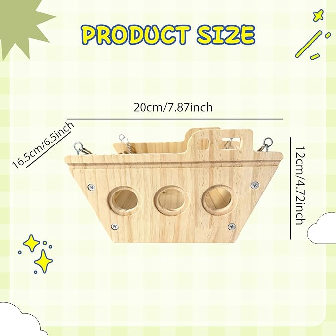 Hamster Cage Swing Toy Wood Chinchilla Hammock Exercise Fun Interactive Multifunctional Wooden Hanging Decor for Small Animal