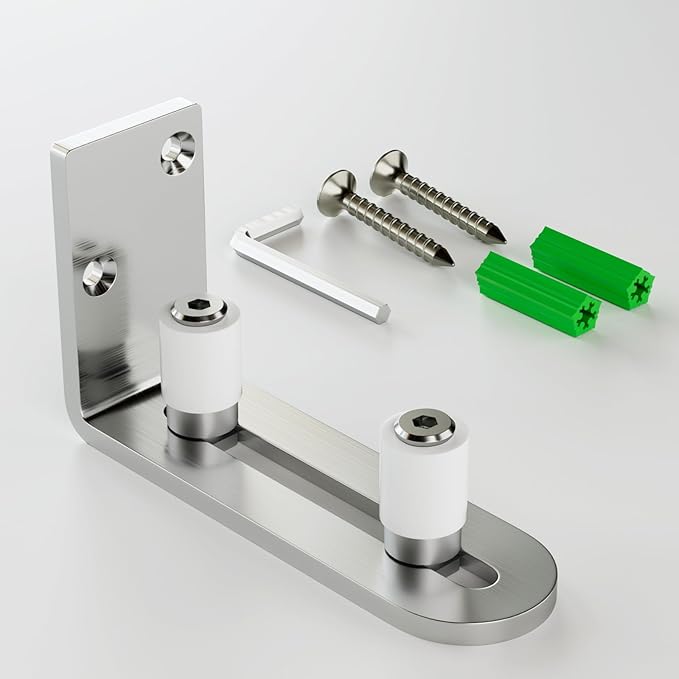 CCJH Barn Door Floor Guide Stainless Steel Adjustable Sliding Door Bottom Guide Ball Bearing Wall Mount- Non-Scratch