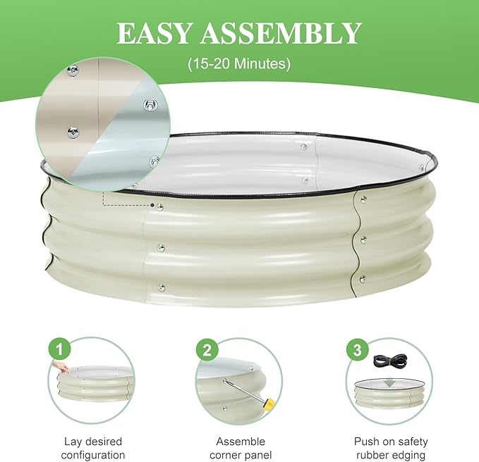 BPS Metal Raised Garden Bed, 2.5FT Diameter Galvanized Planter Raised Garden Boxes for Flower Planters, Vegetables Herb