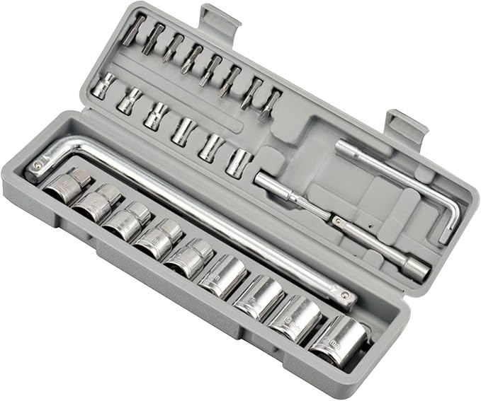 Mechanic Socket Set | 27-Piece Ergonomic Heavy Duty Professional - Full Socket Home Tool Kit with Storage Case - for Automotive Truck Home Workshop Garage Repair Maintenance Daily Care