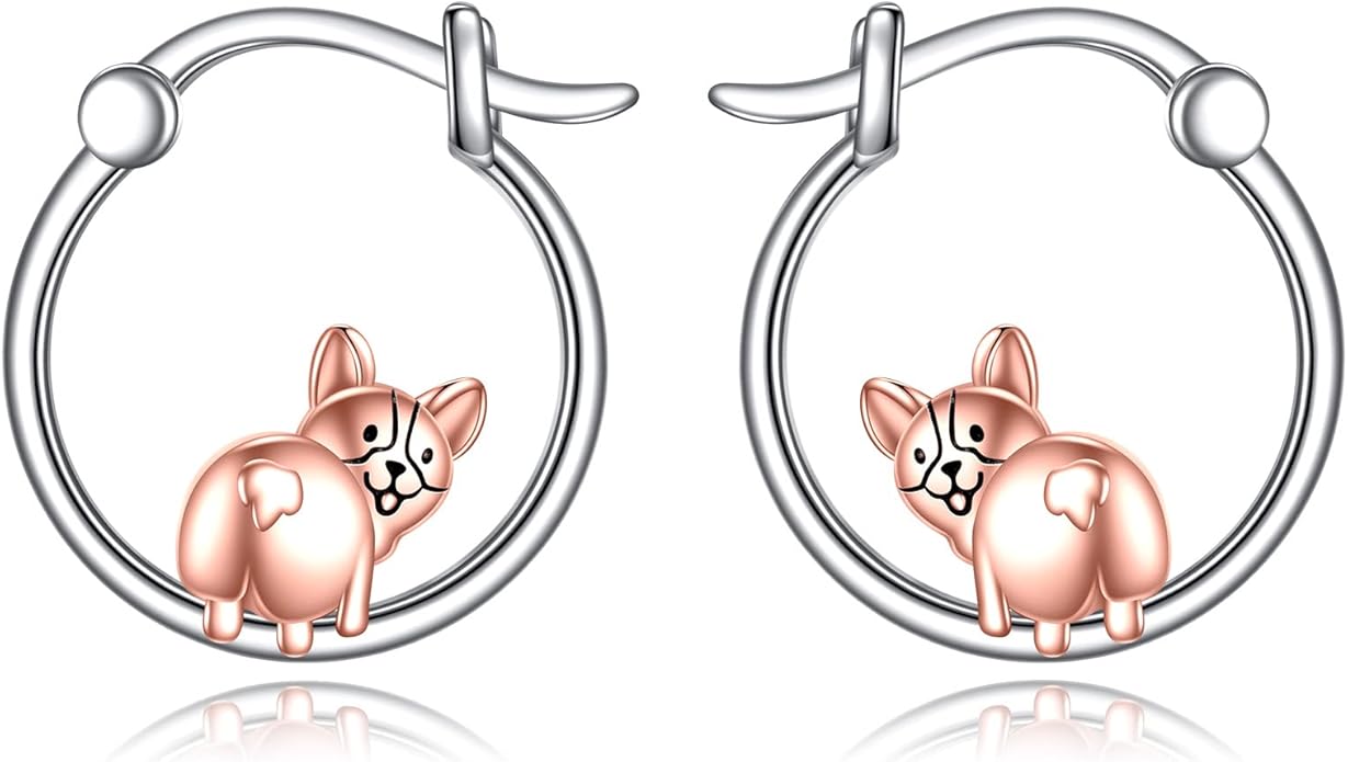 Fox/Pig/Mushroom/Cat Earrings Sterling Silver Cute Hoop Earrings Animal Jewelry Gifts for Women Daughter