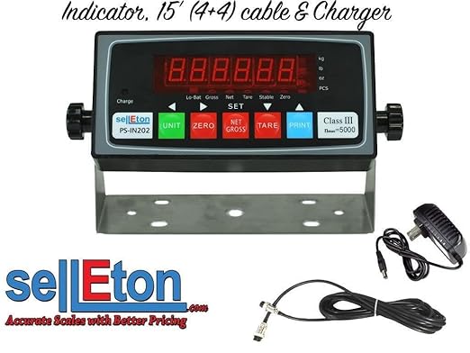 SellEton PS-IN202 LED Scale Indicator/Data Collecting Capability with 4+4 Cable Package Led Display & Compatible with Any Floor Scale