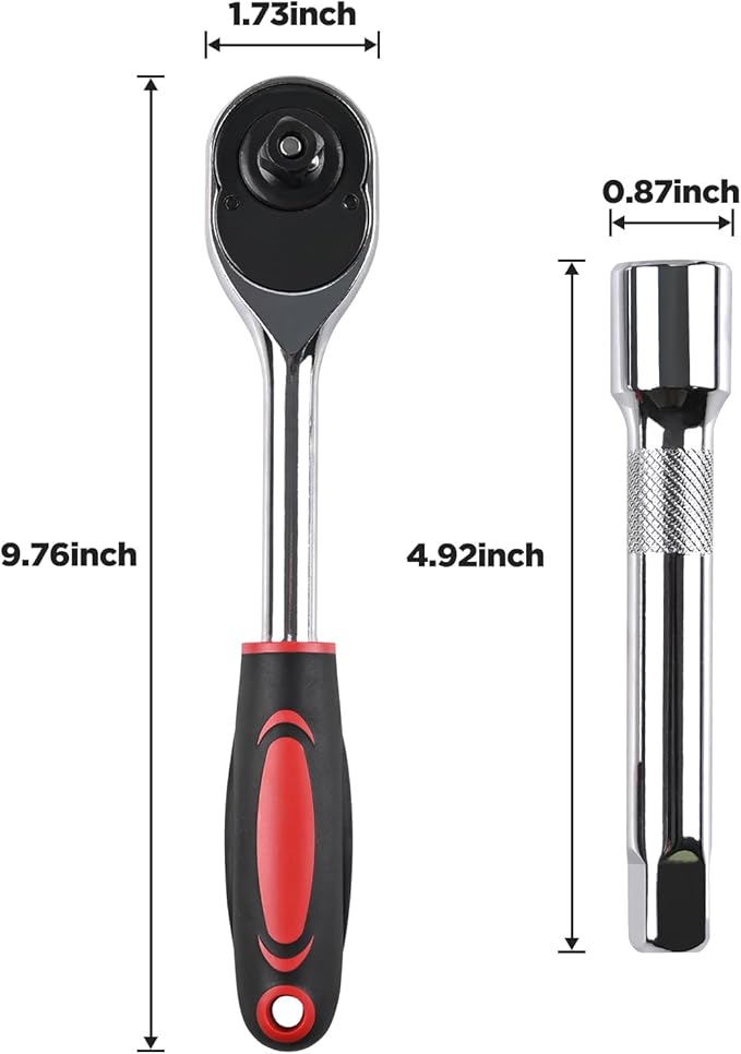 Egofine 12PCS 1/2" Drive Deep Socket Set,Metric(8-24MM),6-Point, Cr-V Steel