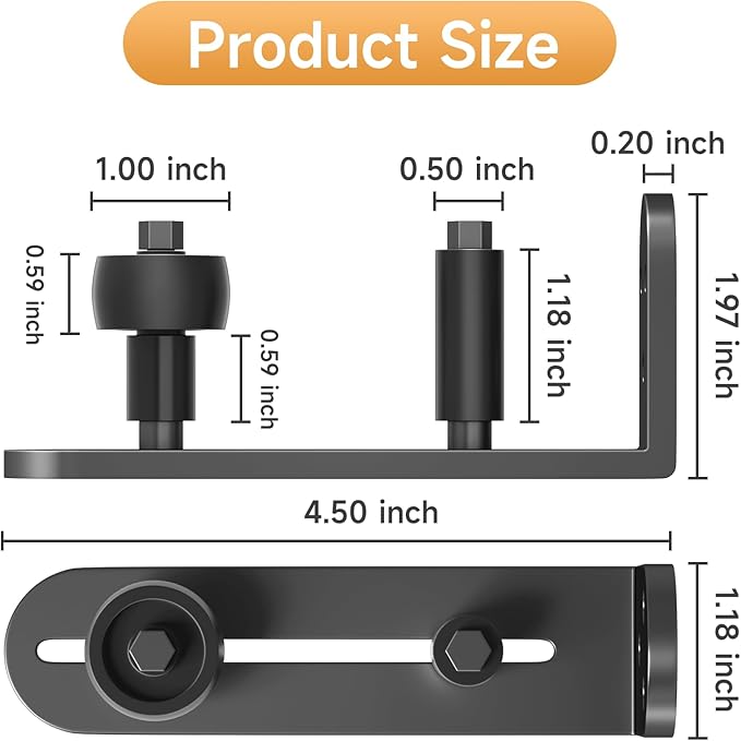 4PCS Sliding Barn Door Floor Guide, Adjustable Rollers Barn Door Hardware, Barn Door Rollers, Flush Flat Bottom Design, Rounded Edge Design