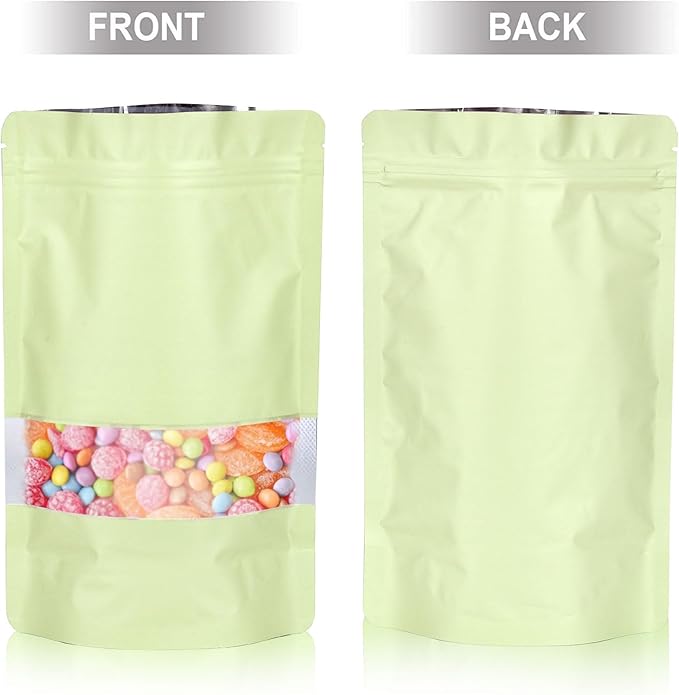 4"x6" 120pcs Mylar Bags for Food Storage,Smell Proof Bag with Matte Window Resealable Food Storage Bags for Small Business, Stand-up Foil Pouch Packaging Freeze Dried Candy Bag(Beige)