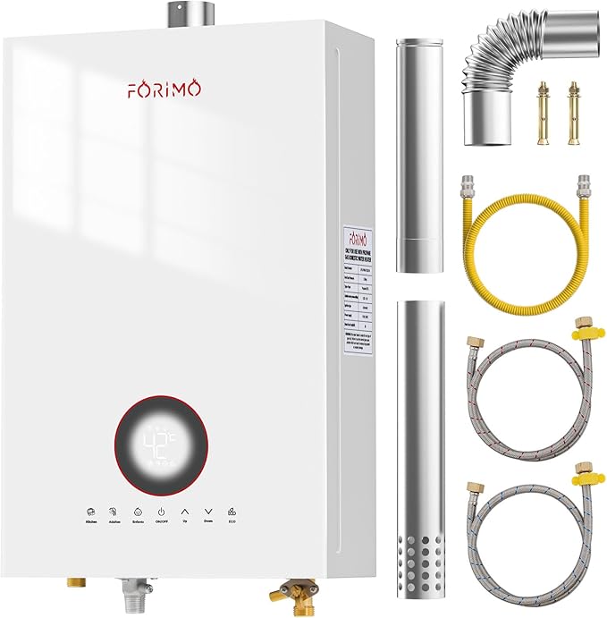 Tankless Water Heater Propane, 4.74 GPM 18L Indoor Instant Hot Water Heater with Digital Fahrenheit Display Multi-Protection Constant Temperature for Home & Apartment