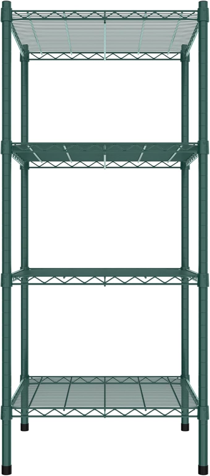 Commercial NSF Listed Green Epoxy Stationary Wire Shelving Kit 24" x 24" x 54", with 4 Shelves Perfect for Warehouse, Walk-in Refrigerator, Freezer, Grocery Store, Restaurant, Dishroom