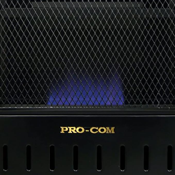 ProCom ML100TBAHR Ventless Propane Gas Blue Flame Space Heater with Thermostat Control for Living Room, Bedroom, Home Office, 10000 BTU, Heats Up to 300 Sq. Ft., Includes Wall Mount, Black