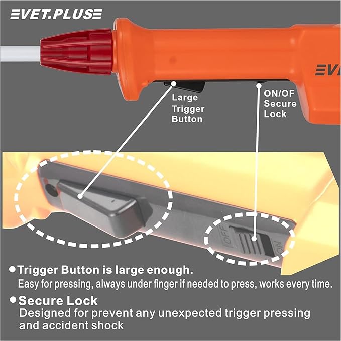 Rechargeable Waterproof Cattle Prod for Cows Hogs Sheep Large Dogs Electric Livestock Prod with 23" Length Flexible Shaft, Total Length 33.5 inch