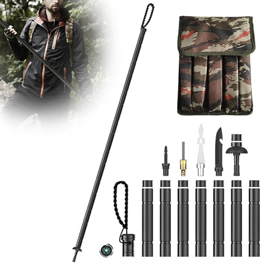 Saker Collapsible Tactical Hiking Stick Plus 2026|Hiking Trekking Pole|Lightweight Aluminum Gear Walking Pole with Survival Hiking Staff for Camping, Hunting,Outdoor Adventures