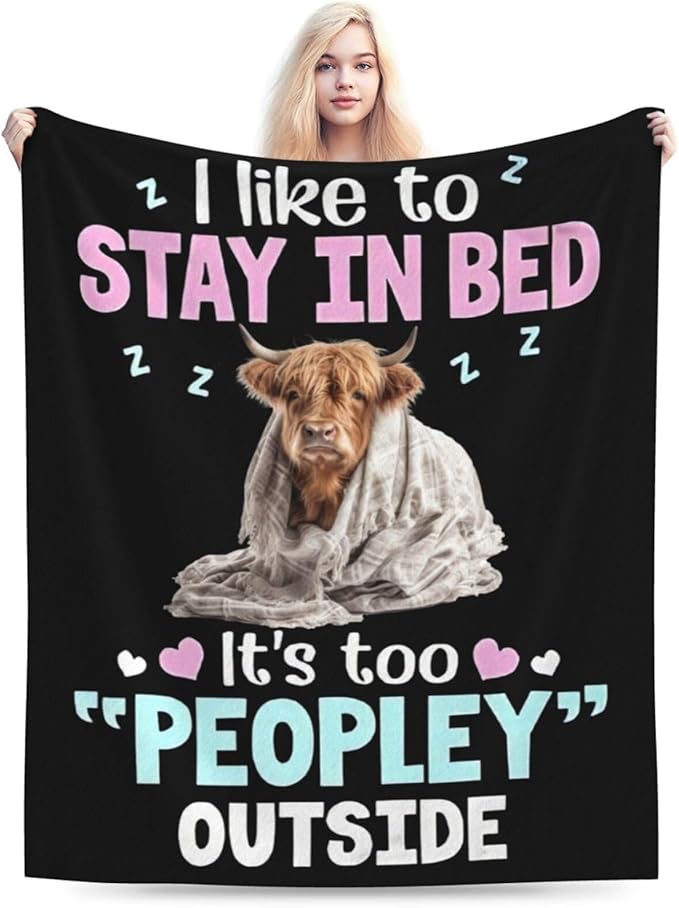 Highland Cow Blanket, Soft Plush Fleece Animal Throw Blanket - Cozy Warm Stuffed Blankets Bedding Funny Cow Gifts for Women Girls Kids Adults 50"X60"