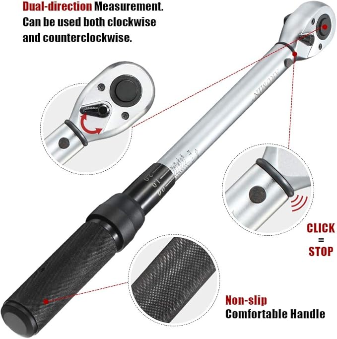 1/2-Inch Drive Click Torque Wrench (10-150 ft.-lb./13.6-203.3 Nm) Dual-Direction Adjustable Torque Wrench Set