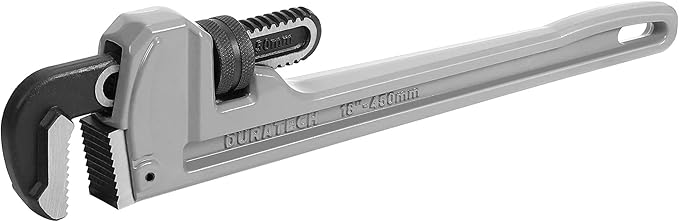 DURATECH 18-inch Heavy Duty Aluminum Straight Pipe Wrench, Adjustable Plumbing Wrench, Drop Forged, Exceed GGG standard