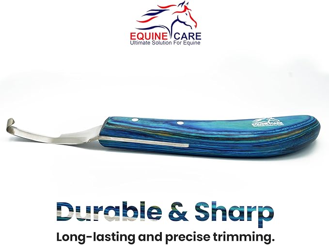 Equine Care Right-Handed Hoof Knife – Double-Ended Farrier Hoof Trimmer with Ultra-Sharp J2 Stainless Steel Blade, Ergonomic Handle – Professional Farrier Tool for Horses, Cows & Farm Livestock