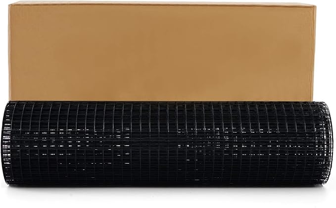 48'' x 50' 1/2inch Hardware Cloth 19 Gauge Black Vinyl Coated Welded Fence Mesh for Home and Garden Fence and Home Improvement Project