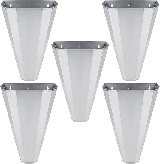 Medium Size Galvanized Steel Chicken Restraining Cone for Chickens, Large Layers, Broilers, Roasters, Turkeys Up to 8 Pounds Flat-Back, Easy to Clean (5 Pack)