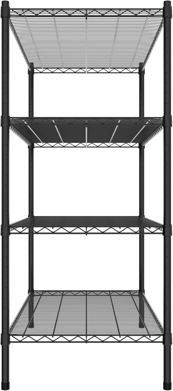 Commercial NSF Listed Black Epoxy Stationary Wire Shelving Kit 24" x 48" x 54", with 4 Shelves Perfect for Warehouse, Walk-in Refrigerator, Freezer, Grocery Store, Restaurant, Dishroom