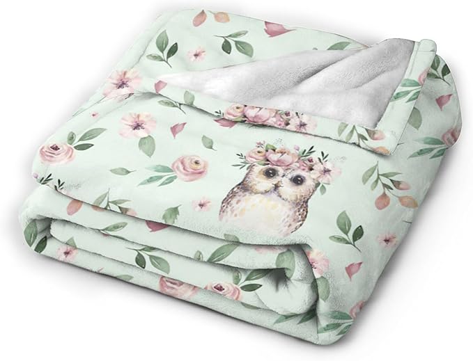 Owl Blanket Super Cozy Soft Owl Flower Throw Blanket Warm Plush Fluffy Owl Stuff Gifts for Women Girls Fleece Flannel Gift Blankets for Men Adults 80"X60"