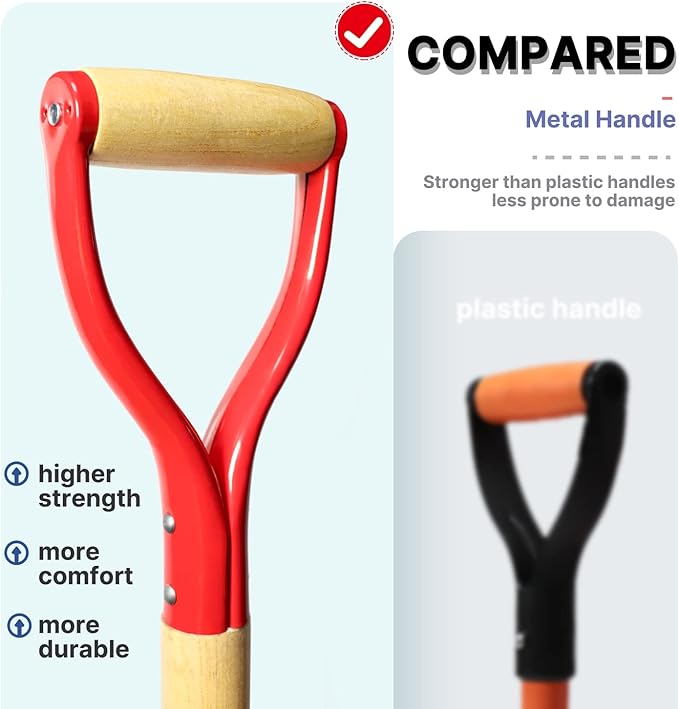 VNIMTI Spade Shovel,Transplanting Spade，Drain Spade,Spade Shovels for Digging,Sharp Shooter Shovel or Spade,45Inch,Stell D-Grip,Wooden Handle