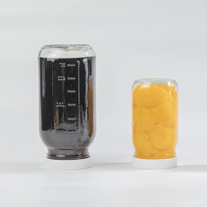 3 Pack 64 oz Clear Wide Mouth Mason Jars with Airtight Lids and White Plastic Mason Jar Lids,Half Gallon Jars, Canning Jars