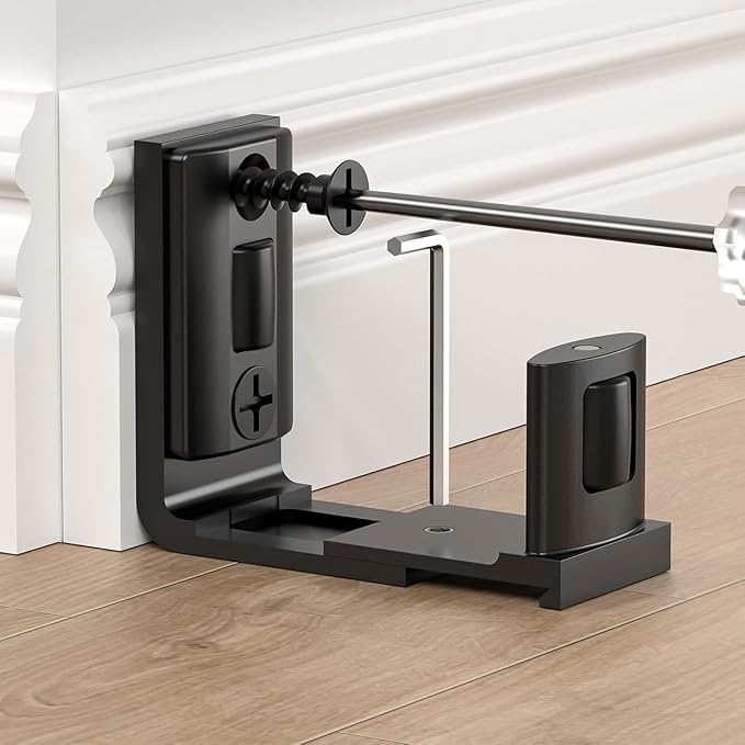 Sliding Barn Door Floor Guide Bottom Adjustable Roller Guides Wall Mounted Black