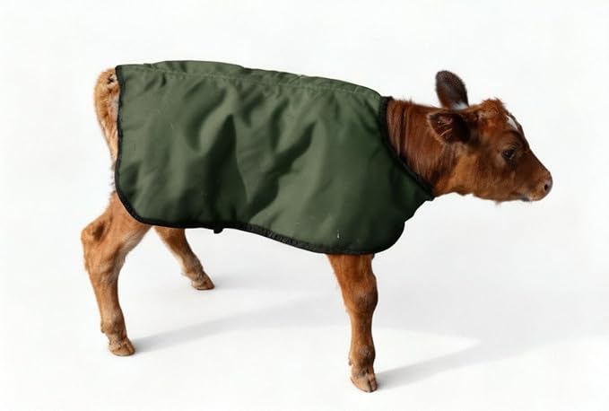 Calf Coat, Warming Blanket for Calves and Livestock, Quilted Cattle Jacket Thats Water Resistant and Protects Animals in Winter and Cold Weather - Small/Jersey, Green