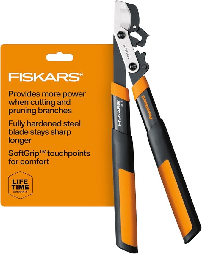 Fiskars 18-Inch Loppers for Tree Trimming, Heavy Duty, Sharp Bypass Steel Blade Tree Branch Cutter up to 1.5-Inch Diameter Cut Capacity, PowerGear2 Technology Multiplies Power, Hand Loppers