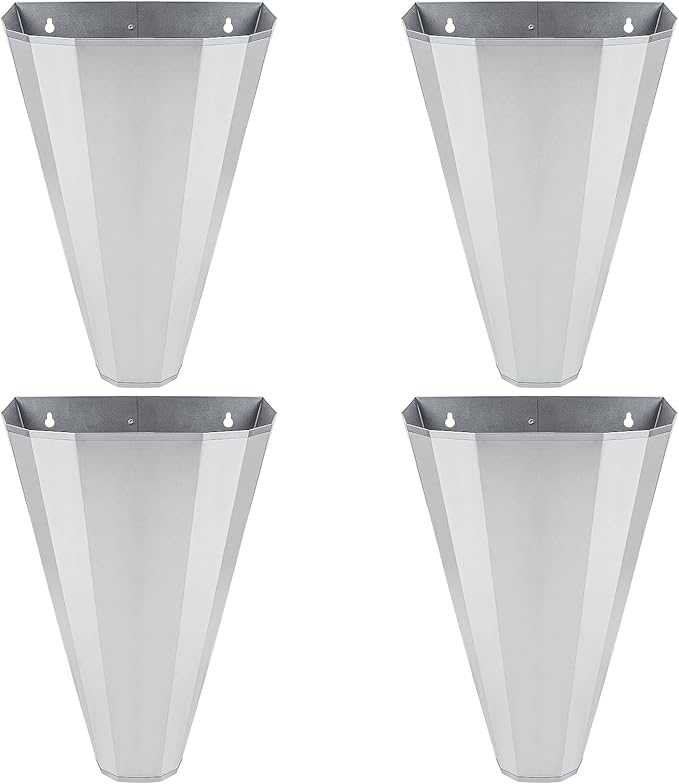 Medium Size Galvanized Steel Chicken Restraining Cone for Chickens, Large Layers, Broilers, Roasters, Turkeys Up to 8 Pounds Flat-Back, Easy to Clean (4 Pack)