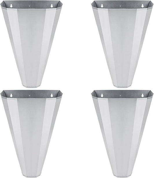 Medium Size Galvanized Steel Chicken Restraining Cone for Chickens, Large Layers, Broilers, Roasters, Turkeys Up to 8 Pounds Flat-Back, Easy to Clean (4 Pack)